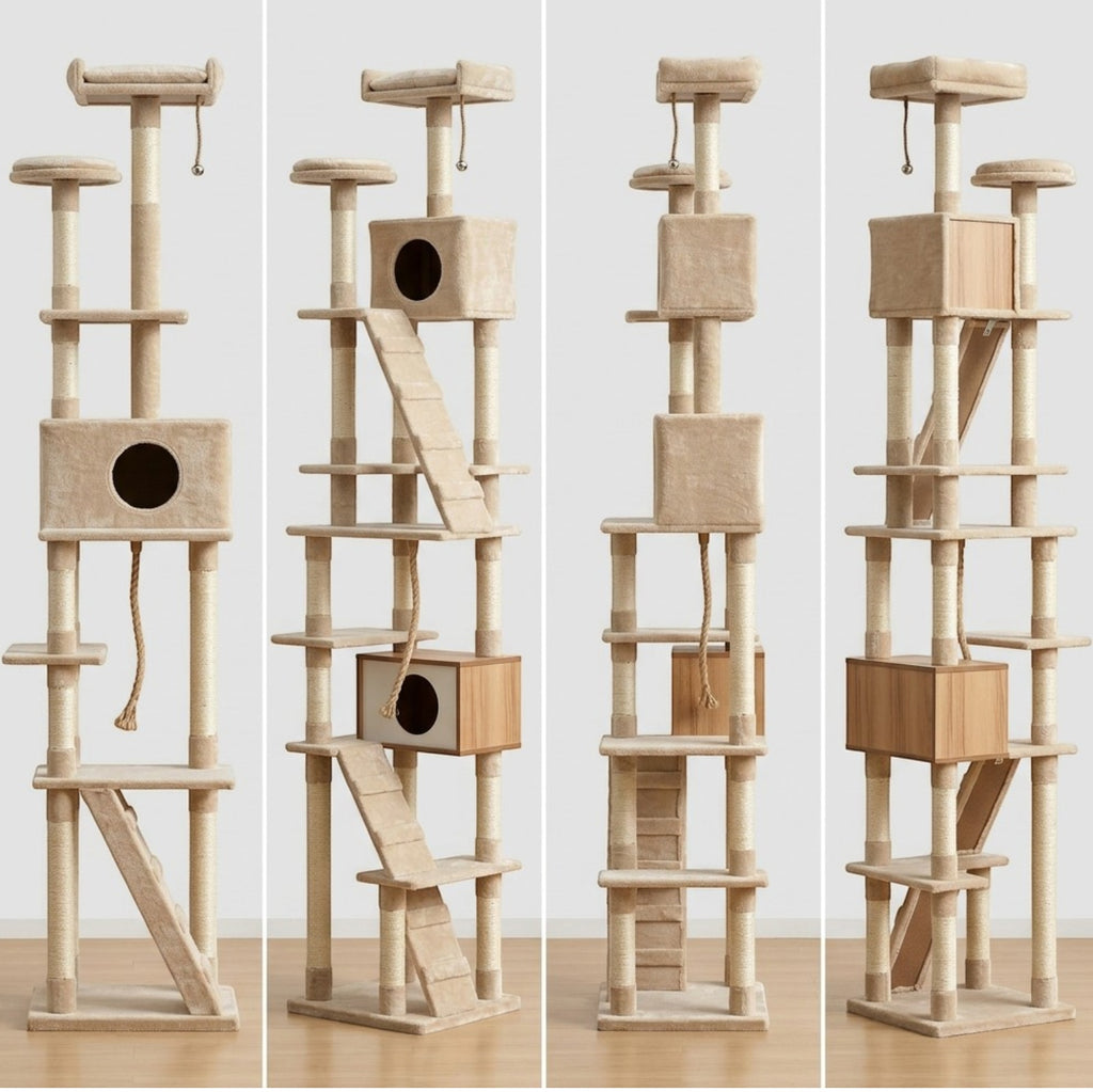 Vibno Multi-Level Cat Tree Condo Sisal Posts 54 in Beige