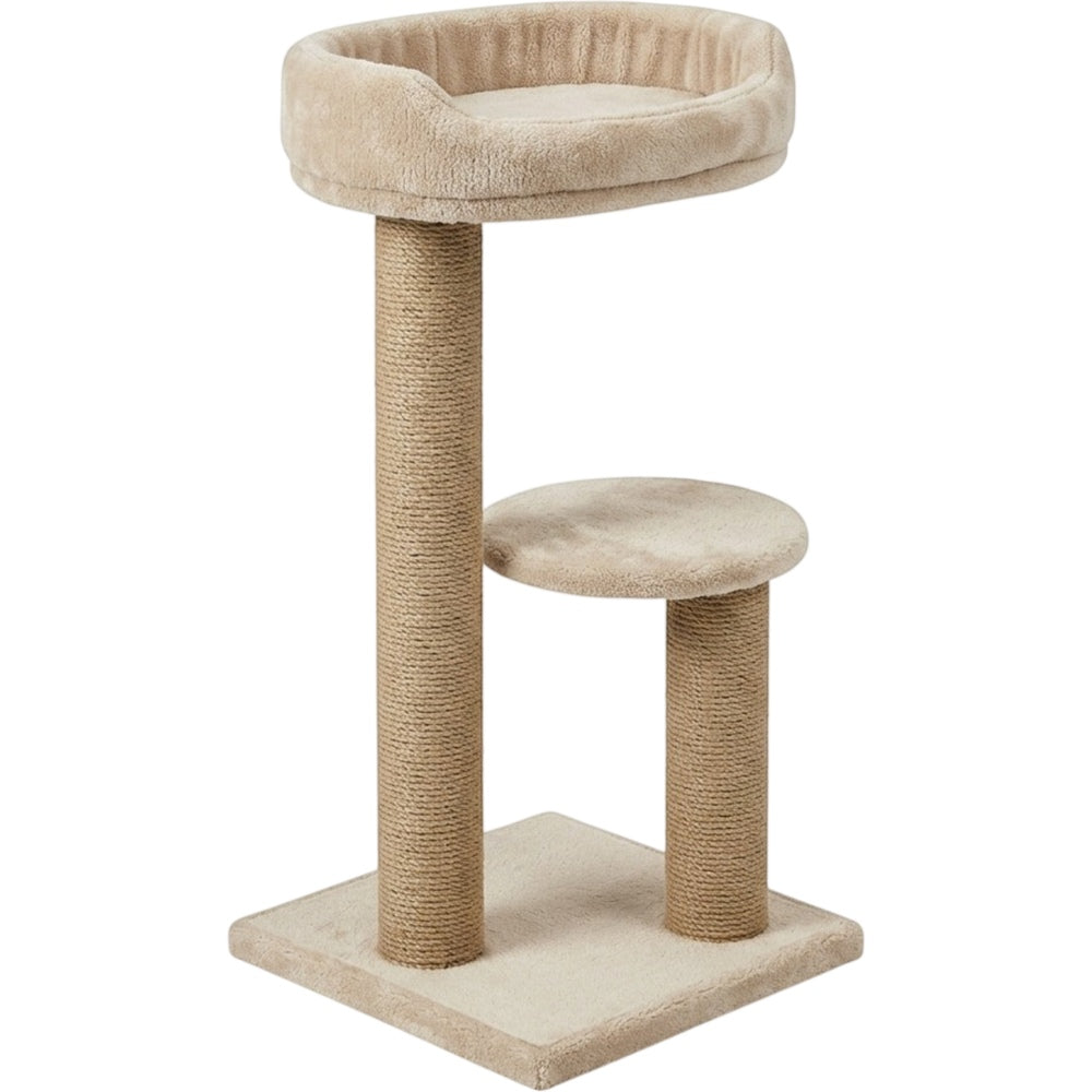 Vibno Compact Cat Tree with Scratching Posts 32 in Oatmeal