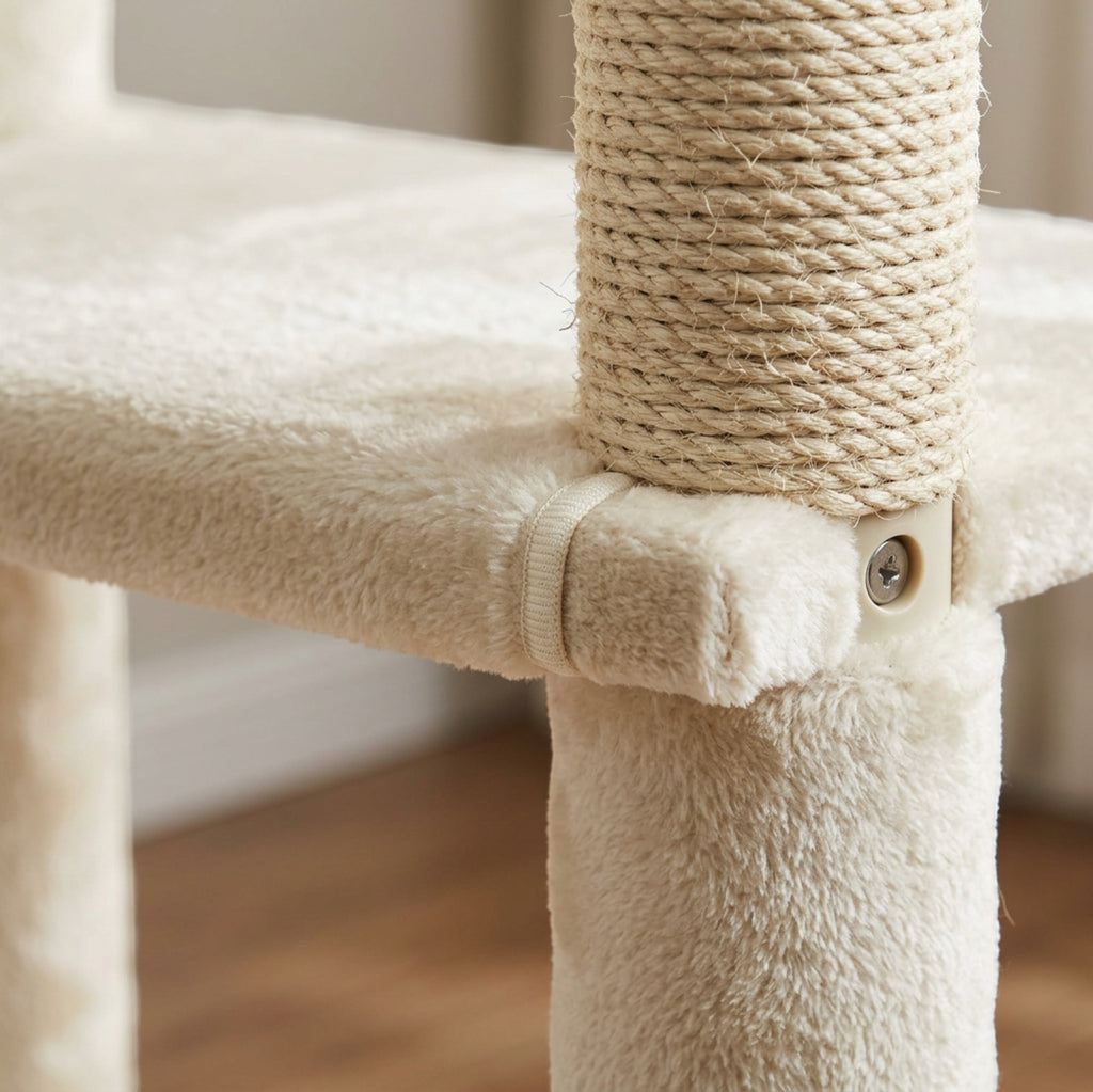 Vibno Narrow Cat Tree Ivory Sisal Posts 42 in