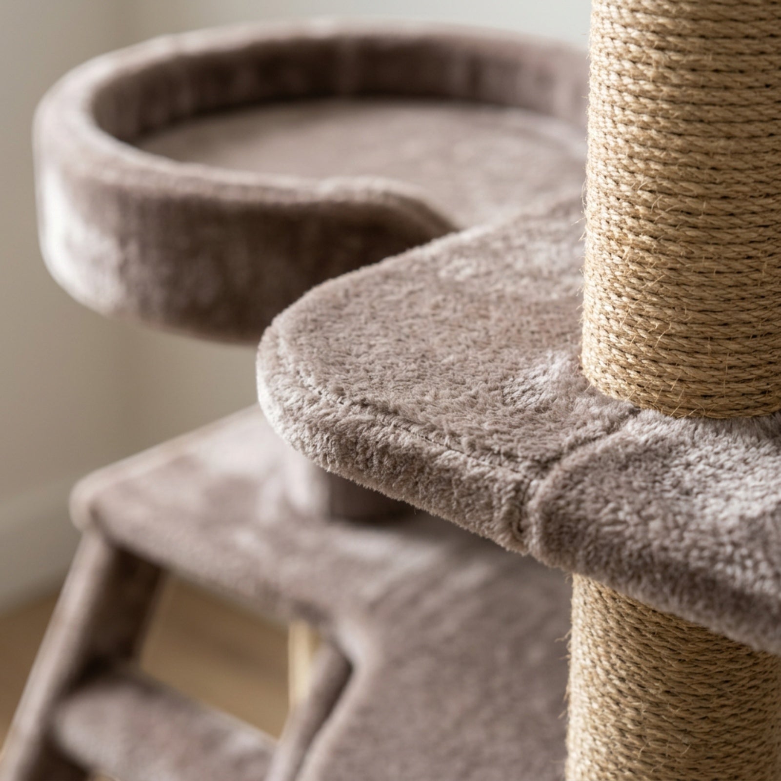 Vibno Plush Cat Scratching Tower Taupe Condo 52 in