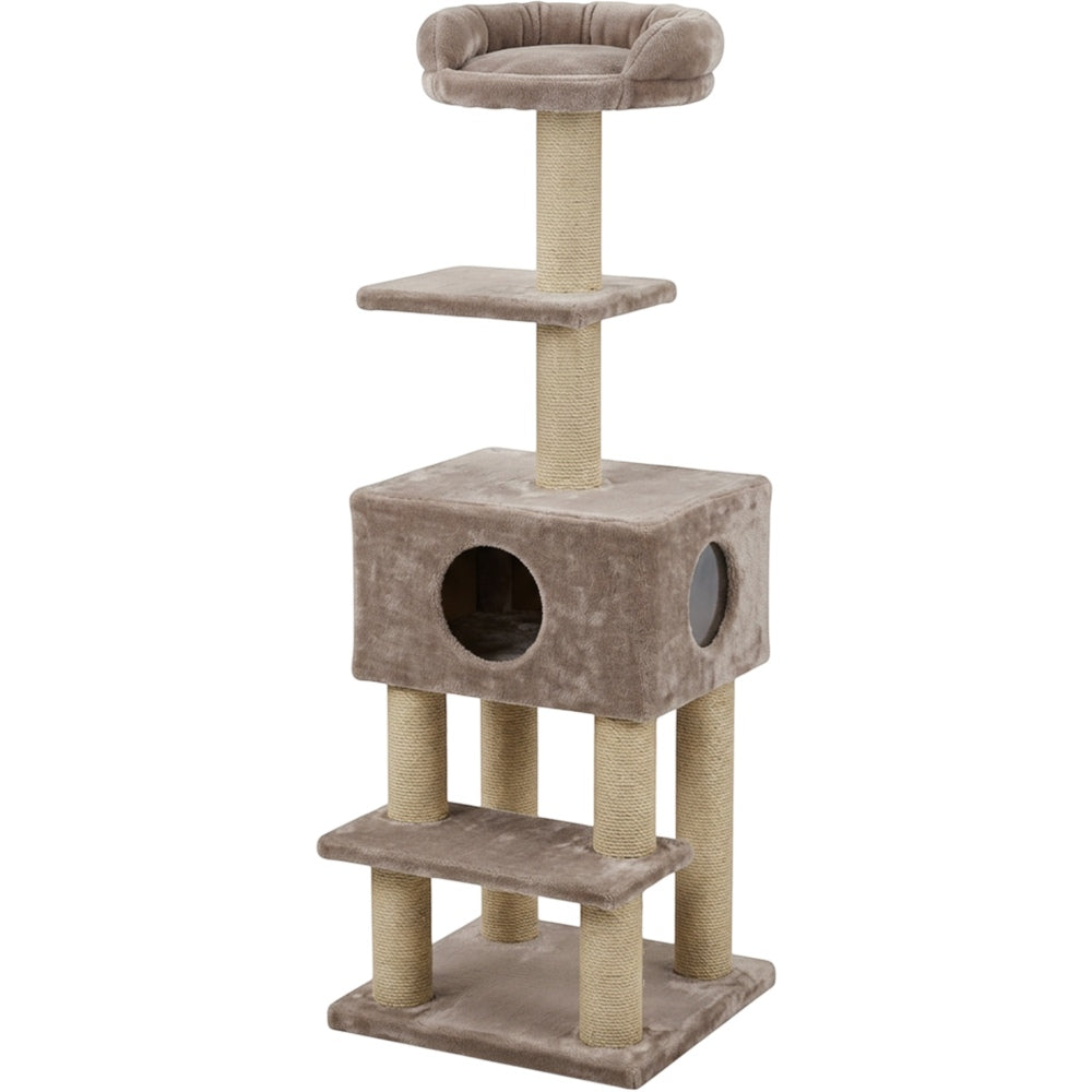 Vibno Plush Cat Scratching Tower Taupe Condo 52 in