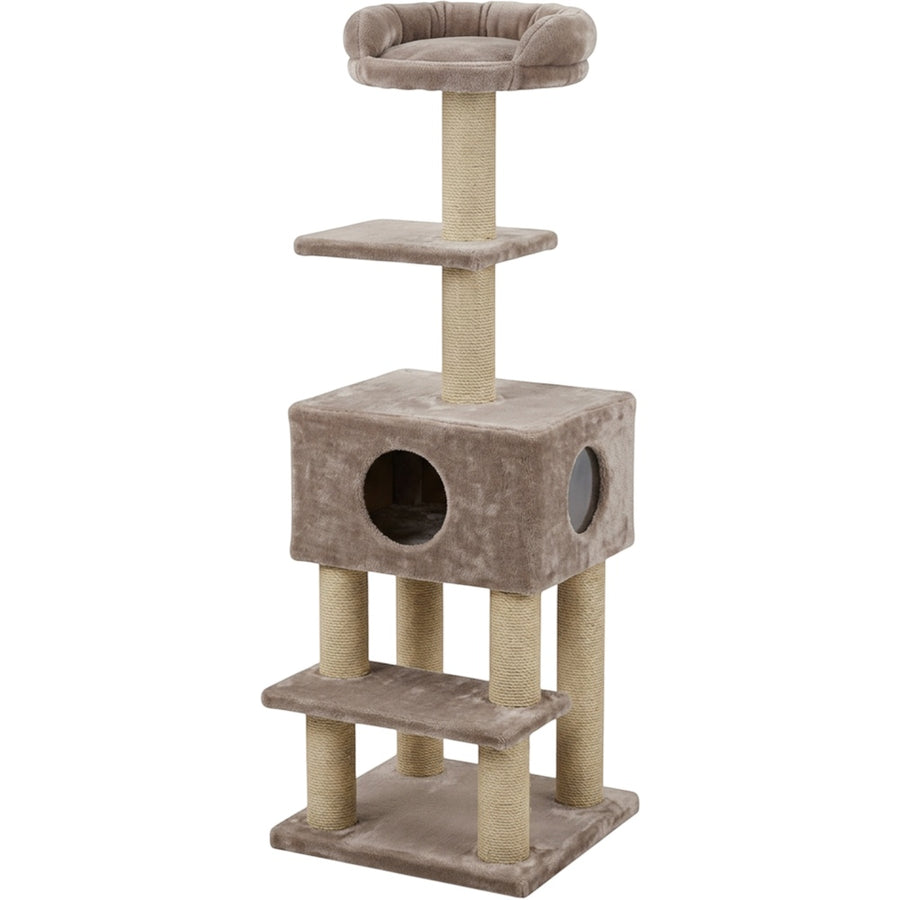 Vibno Plush Cat Scratching Tower Taupe Condo 52 in